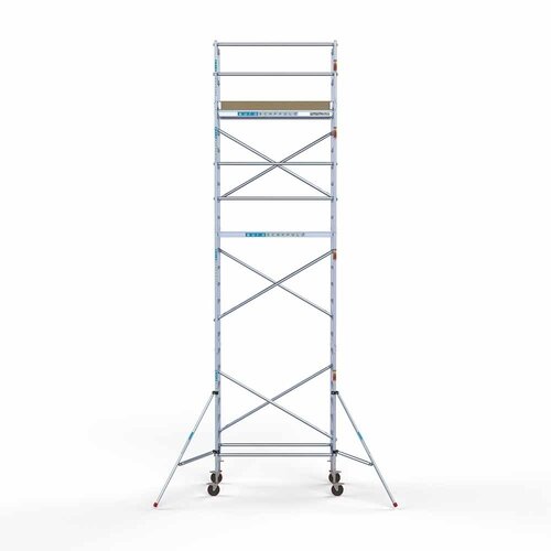 Andamio móvil básico de 90 x 190 x 8,2 m de altura de trabajo con plataforma ligera Euroscaffold Andamio móvil básico de 90 x 190 x 8,2 m de altura de trabajo con plataforma ligera