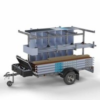 Euroscaffold Remolque para andamios + Andamio rodante completo 90 x 250 x 8,2 m altura de trabajo Euroscaffold Remolque para andamios + Andamio rodante completo 90 x 250 x 8,2 m altura de trabajo