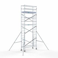 Euroscaffold Remolque para andamios + Andamio rodante completo 90 x 250 x 8,2 m altura de trabajo Euroscaffold Remolque para andamios + Andamio rodante completo 90 x 250 x 8,2 m altura de trabajo