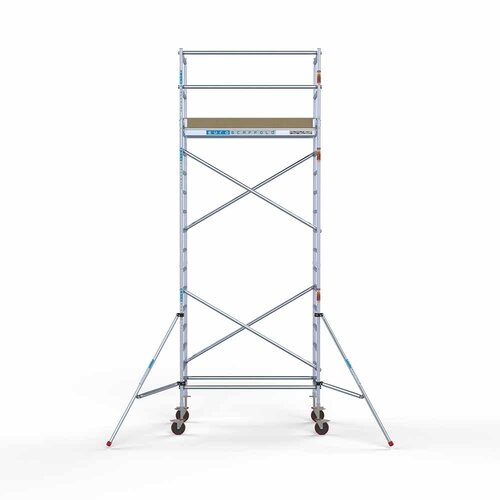 Andamio móvil básico de 90 x 190 x 6,2 m de altura de trabajo con plataforma ligera Euroscaffold Andamio móvil básico de 90 x 190 x 6,2 m de altura de trabajo con plataforma ligera