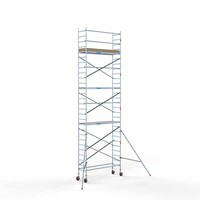 Euroscaffold Andamio móvil básico de 75 x 250 x 9,2 m de altura de trabajo con plataforma ligera Euroscaffold Andamio móvil básico de 75 x 250 x 9,2 m de altura de trabajo con plataforma ligera