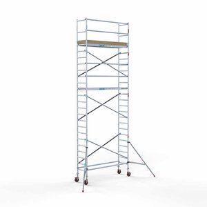 Euroscaffold Andamio móvil básico de 75 x 250 x 8,2 m de altura de trabajo con plataforma ligera Andamio móvil básico de 75 x 250 x 8,2 m de altura de trabajo con plataforma ligera