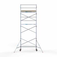 Euroscaffold Andamio móvil básico de 75 x 250 x 8,2 m de altura de trabajo con plataforma ligera Euroscaffold Andamio móvil básico de 75 x 250 x 8,2 m de altura de trabajo con plataforma ligera