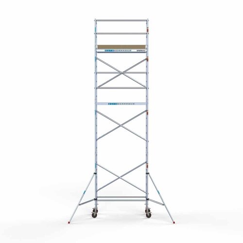 Andamio móvil básico de 75 x 190 x 8,2 m de altura de trabajo con plataforma ligera Euroscaffold Andamio móvil básico de 75 x 190 x 8,2 m de altura de trabajo con plataforma ligera