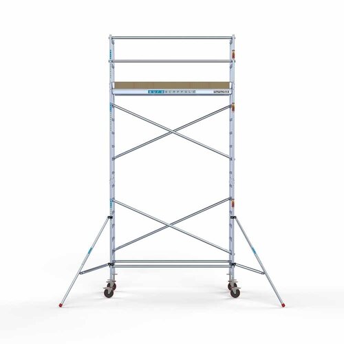 Andamio móvil básico de 75 x 250 x 6,2 m de altura de trabajo con plataforma ligera Euroscaffold Andamio móvil básico de 75 x 250 x 6,2 m de altura de trabajo con plataforma ligera