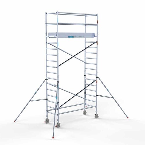 Andamio móvil completo 90 x 250 x 6,2 m de altura de trabajo Euroscaffold Andamio móvil completo 90 x 250 x 6,2 m de altura de trabajo