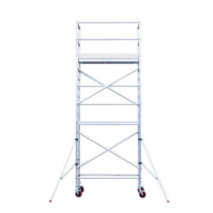 Euroscaffold Andamio móvil básico con barandillas vario 90x190x6,2m de altura de trabajo + suelo adicional Andamio móvil básico con barandillas vario 90x190x6,2m de altura de trabajo + suelo adicional