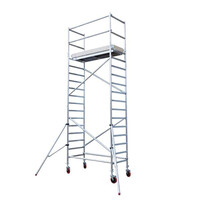 Euroscaffold Andamio móvil básico con barandillas vario 90x190x6,2m de altura de trabajo Euroscaffold Andamio móvil básico con barandillas vario 90x190x6,2m de altura de trabajo