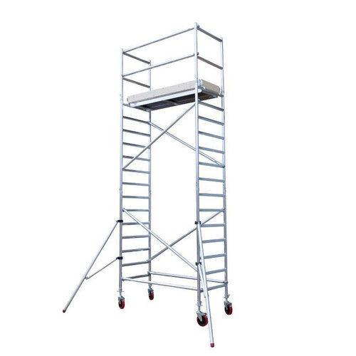 Andamio móvil básico con barandillas vario 90x190x6,2m de altura de trabajo Euroscaffold Andamio móvil básico con barandillas vario 90x190x6,2m de altura de trabajo