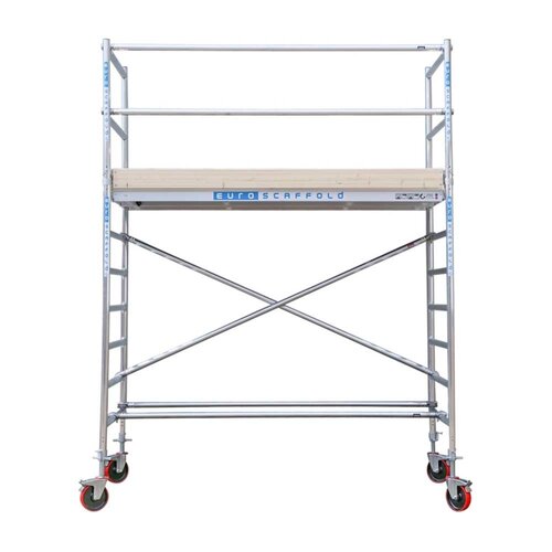 Andamio móvil básico con barandillas vario 135x305x4,2m de altura de trabajo Euroscaffold Andamio móvil básico con barandillas vario 135x305x4,2m de altura de trabajo