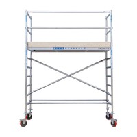 Euroscaffold Andamio móvil básico con barandillas vario 135x250x4,2m de altura de trabajo