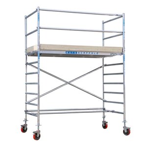 Euroscaffold Andamio móvil básico con barandillas vario 135x190x4,2 m de altura de trabajo Andamio móvil básico con barandillas vario 135x190x4,2 m de altura de trabajo