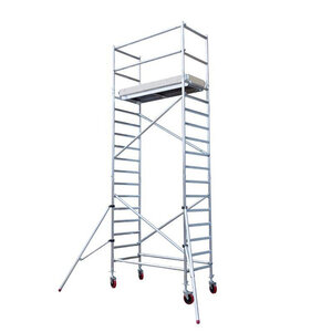 Euroscaffold Andamio móvil básico con barandillas vario 75x190x6,2m de altura de trabajo Andamio móvil básico con barandillas vario 75x190x6,2m de altura de trabajo