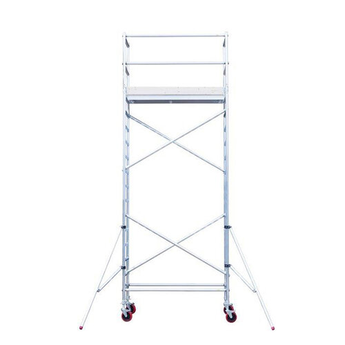 Andamio móvil básico con barandillas vario 75x190x6,2m de altura de trabajo Euroscaffold Andamio móvil básico con barandillas vario 75x190x6,2m de altura de trabajo