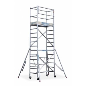 Euroscaffold Módulo compacto 1 + 2 + 3 | altura de trabajo 5,8 m con rueda de goma con husillo de acero Módulo compacto 1 + 2 + 3 | altura de trabajo 5,8 m con rueda de goma con husillo de acero