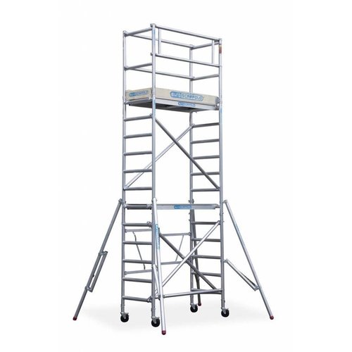 Módulo compacto 1 + 2 + 3 | altura de trabajo 5,8 m con rueda de goma con husillo de acero Euroscaffold Módulo compacto 1 + 2 + 3 | altura de trabajo 5,8 m con rueda de goma con husillo de acero