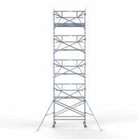 Euroscaffold Andamio rodante completo 135 x 250 x 10,2 m altura de trabajo + barandillas simples delanteras