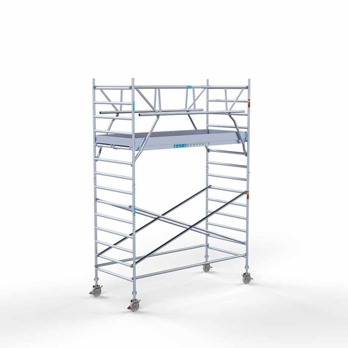 Andamio móvil completo 135 x 305 x 5,2 m altura de trabajo incl. doble barandilla frontal Euroscaffold Andamio móvil completo 135 x 305 x 5,2 m altura de trabajo incl. doble barandilla frontal