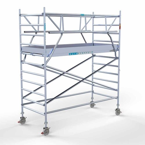 Andamio móvil completo 135 x 305 x 4,2 m altura de trabajo incl. doble barandilla frontal Euroscaffold Andamio móvil completo 135 x 305 x 4,2 m altura de trabajo incl. doble barandilla frontal