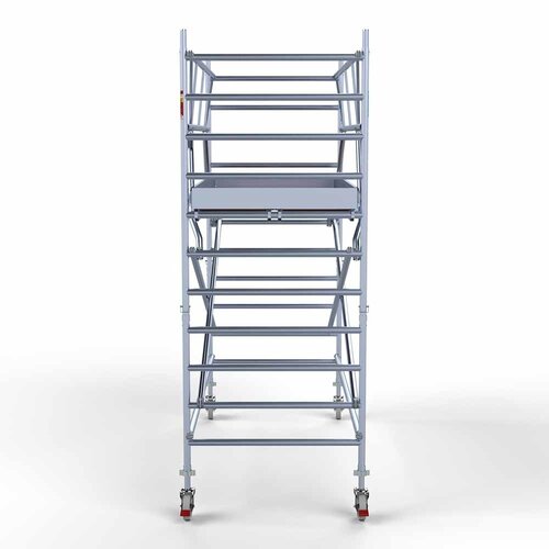 Andamio móvil completo 135 x 305 x 4,2 m altura de trabajo incl. doble barandilla frontal Euroscaffold Andamio móvil completo 135 x 305 x 4,2 m altura de trabajo incl. doble barandilla frontal