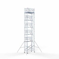 Euroscaffold Andamio móvil completo 135 x 250 x 13,2 m altura de trabajo incl. doble barandilla frontal Euroscaffold Andamio móvil completo 135 x 250 x 13,2 m altura de trabajo incl. doble barandilla frontal