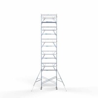 Euroscaffold Andamio móvil completo 135 x 250 x 13,2 m altura de trabajo incl. doble barandilla frontal Euroscaffold Andamio móvil completo 135 x 250 x 13,2 m altura de trabajo incl. doble barandilla frontal