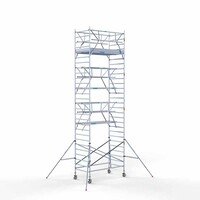 Euroscaffold Andamio móvil completo 135 x 250 x 9,2 m altura de trabajo incl. doble barandilla frontal Euroscaffold Andamio móvil completo 135 x 250 x 9,2 m altura de trabajo incl. doble barandilla frontal