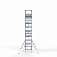 Euroscaffold Andamio móvil completo 135 x 250 x 9,2 m altura de trabajo incl. doble barandilla frontal Euroscaffold Andamio móvil completo 135 x 250 x 9,2 m altura de trabajo incl. doble barandilla frontal