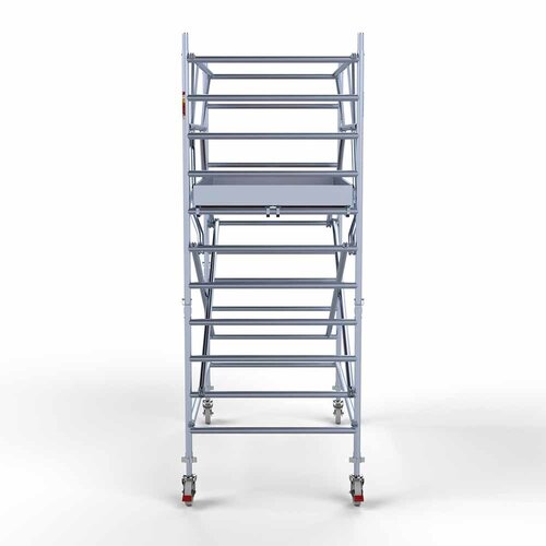 Andamio móvil completo 135 x 250 x 4,2 m altura de trabajo incl. doble barandilla frontal Euroscaffold Andamio móvil completo 135 x 250 x 4,2 m altura de trabajo incl. doble barandilla frontal