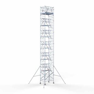 Euroscaffold Andamio móvil completo 135 x 190 x 14,2 m altura de trabajo incl. doble barandilla frontal Euroscaffold Andamio móvil completo 135 x 190 x 14,2 m altura de trabajo incl. doble barandilla frontal