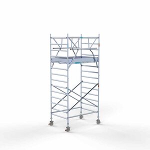 Euroscaffold Andamio móvil completo 135 x 190 x 5,2 m altura de trabajo incl. doble barandilla frontal Euroscaffold Andamio móvil completo 135 x 190 x 5,2 m altura de trabajo incl. doble barandilla frontal