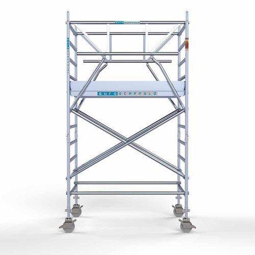 Andamio móvil completo 135 x 190 x 4,2 m altura de trabajo incl. doble barandilla frontal Euroscaffold Andamio móvil completo 135 x 190 x 4,2 m altura de trabajo incl. doble barandilla frontal