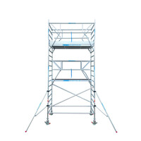 Euroscaffold Remolque para andamios + andamio rodante Euro Completo 135 x 250 x 6,2 m de altura de trabajo + barandillas simples delanteras Euroscaffold Remolque para andamios + andamio rodante Euro Completo 135 x 250 x 6,2 m de altura de trabajo + barandillas simples delanteras