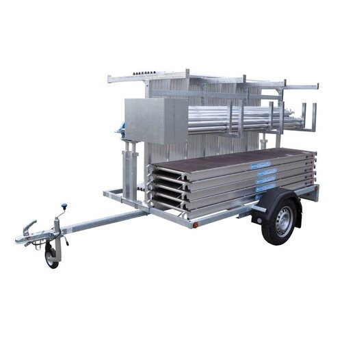 Remolque para andamios + andamio rodante Euro 135x250x6,2 m altura de trabajo Euroscaffold Remolque para andamios + andamio rodante Euro 135x250x6,2 m altura de trabajo