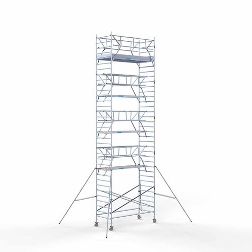 Andamio rodante completo 135 x 305 x 11,2 m incl. plataforma ligera + doble barandilla delantera Euroscaffold Andamio rodante completo 135 x 305 x 11,2 m incl. plataforma ligera + doble barandilla delantera