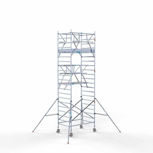 Andamio rodante completo 135 x 190 x 7,2 m incl. plataforma ligera + doble barandilla delantera Euroscaffold Andamio rodante completo 135 x 190 x 7,2 m incl. plataforma ligera + doble barandilla delantera