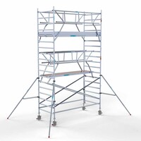 Euroscaffold Andamio rodante completo 135 x 305 x 6,2 m incl. plataforma ligera + doble barandilla delantera