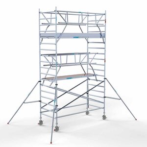 Euroscaffold Andamio rodante completo 135 x 305 x 6,2 m incl. plataforma ligera + doble barandilla delantera Euroscaffold Andamio rodante completo 135 x 305 x 6,2 m incl. plataforma ligera + doble barandilla delantera