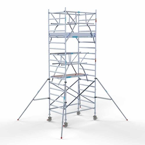 Euroscaffold Andamio rodante completo 135 x 190 x 6,2 m incl. plataforma ligera + doble barandilla delantera