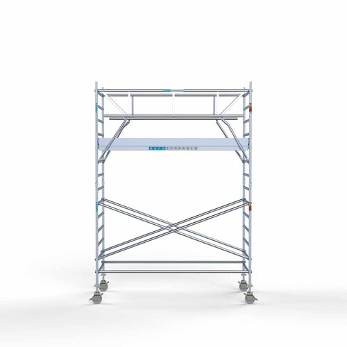 Andamio rodante completo 135 x 305 x 5,2 m incl. plataforma ligera + doble barandilla delantera Euroscaffold Andamio rodante completo 135 x 305 x 5,2 m incl. plataforma ligera + doble barandilla delantera