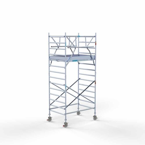 Andamio rodante completo 135 x 190 x 5,2 m incl. plataforma ligera + doble barandilla delantera Euroscaffold Andamio rodante completo 135 x 190 x 5,2 m incl. plataforma ligera + doble barandilla delantera