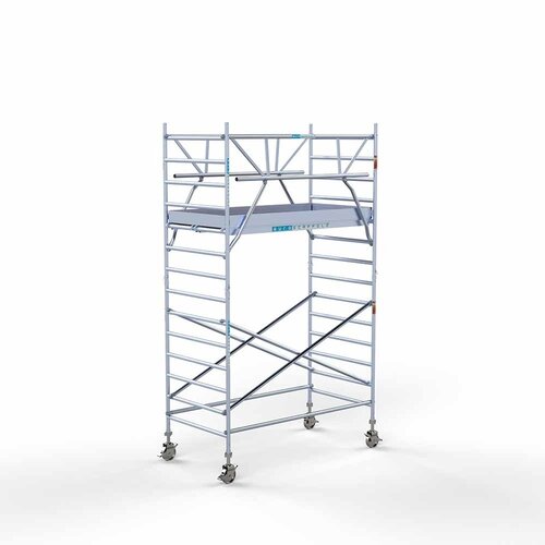 Andamio rodante completo 135 x 250 x 5,2 m incl. plataforma ligera + doble barandilla delantera Euroscaffold Andamio rodante completo 135 x 250 x 5,2 m incl. plataforma ligera + doble barandilla delantera