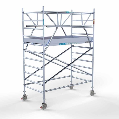 Andamio rodante completo 135 x 250 x 4,2 m incl. plataforma ligera + doble barandilla delantera Euroscaffold Andamio rodante completo 135 x 250 x 4,2 m incl. plataforma ligera + doble barandilla delantera
