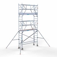 Euroscaffold Andamio rodante completo 75 x 250 x 6,2 m incl. plataforma ligera + doble barandilla delantera