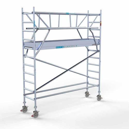 Andamio rodante completo 75 x 305 x 4,2 m incl. plataforma ligera + doble barandilla delantera Euroscaffold Andamio rodante completo 75 x 305 x 4,2 m incl. plataforma ligera + doble barandilla delantera