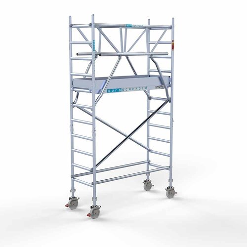 Andamio rodante completo 75 x 190 x 4,2 m incl. plataforma ligera + doble barandilla delantera Euroscaffold Andamio rodante completo 75 x 190 x 4,2 m incl. plataforma ligera + doble barandilla delantera