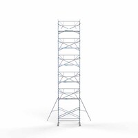 Euroscaffold Andamio rodante completo 135 x 250 x 13,2 m altura de trabajo incl. plataforma ligera + barandillas simples delanteras Euroscaffold Andamio rodante completo 135 x 250 x 13,2 m altura de trabajo incl. plataforma ligera + barandillas simples delanteras