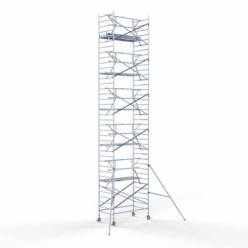 Andamio móvil completo 135 x 250 x 12,2 m altura de trabajo incl. plataforma ligera + barandillas frontales individuales Euroscaffold Andamio móvil completo 135 x 250 x 12,2 m altura de trabajo incl. plataforma ligera + barandillas frontales individuales