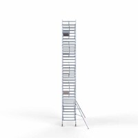 Euroscaffold Andamio rodante Completo 135 x 305 x 11,2 m altura de trabajo incl. plataforma ligera + barandillas simples delanteras