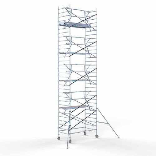 Andamio móvil completo 135 x 250 x 10,2 m altura de trabajo incl. plataforma ligera + barandillas individuales delanteras Euroscaffold Andamio móvil completo 135 x 250 x 10,2 m altura de trabajo incl. plataforma ligera + barandillas individuales delanteras